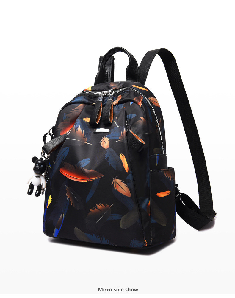 nti-thief Feather Print Backpack