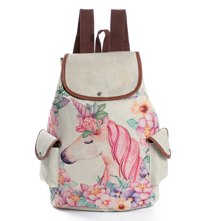 Unicorn Printing Linen Backpacks
